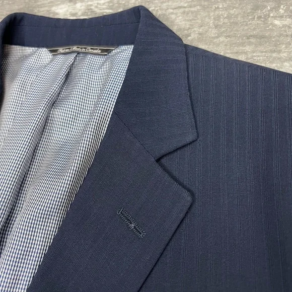 Jack Victor Solid Navy Blue on Navy Blue Pinstripe Suit 41R - Picture 3 of 12